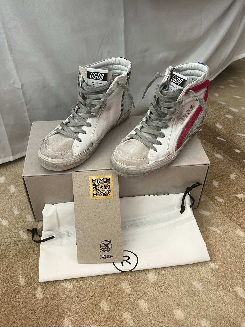 Women’s Golden Goose Slide Sneakers in White and Pink - Picture 5 of 5